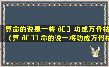 算命的说是一将 🐠 功成万骨枯（算 🐈 命的说一将功成万骨枯,我不这么认为）